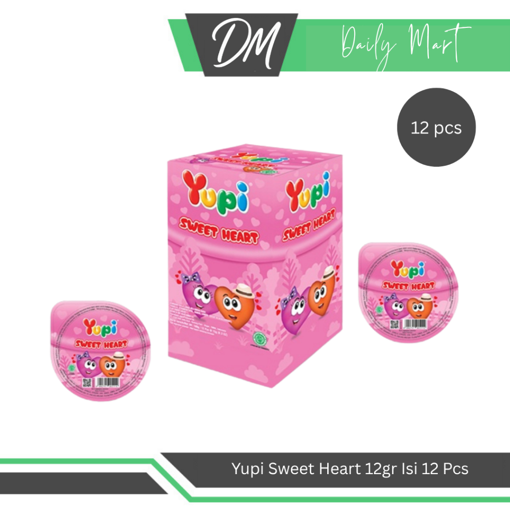 

Yupi Sweet Heart 1 Box Isi 12 Pcs x 12gr - Permen Kenyal Bentuk Hati Lucu Enak Murah