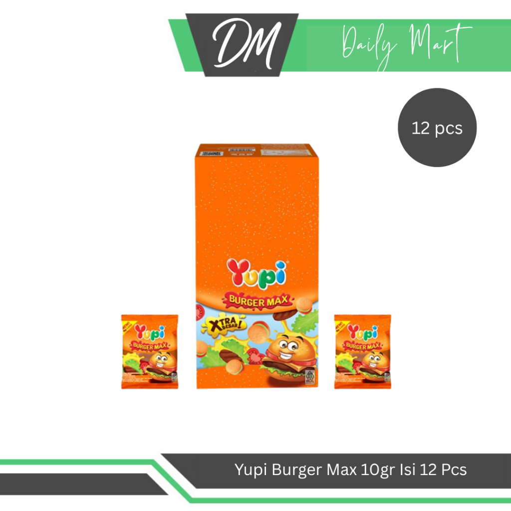 

Yupi Burger Max 1Box Isi 12 Pcs x 10gr - Permen Kenyal Berbentuk Lucu Enak Murah