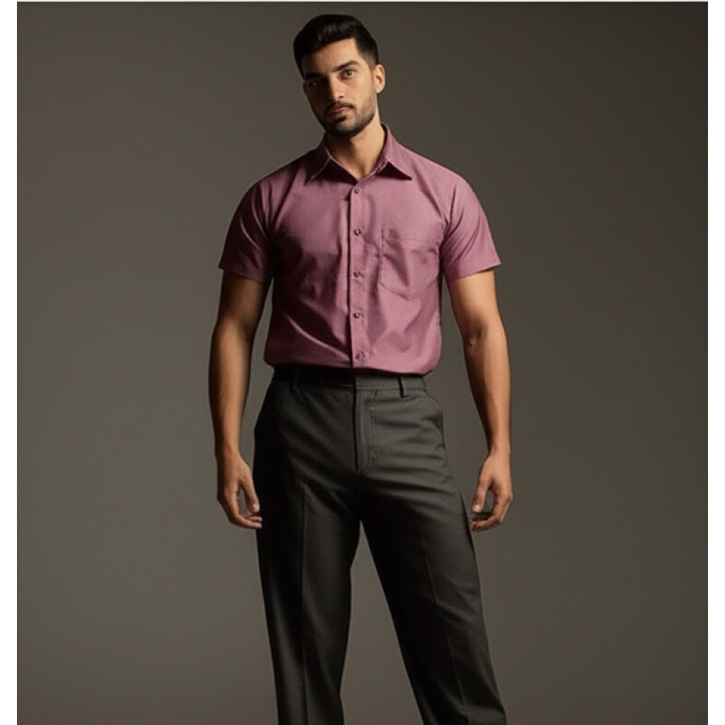 HARVEY - KEMEJA PRIA POLOS LENGAN PENDEK PRIA WARNA MAUVE / TAUPE