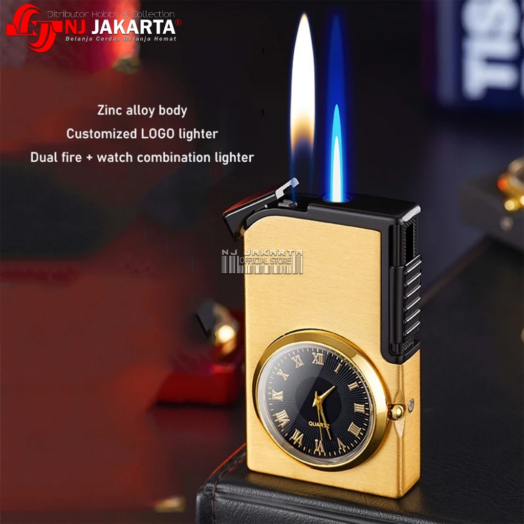 Korek api jam dual mode bara las atau api jet torch watch giftbox / Korek Api Jam / Korek jam