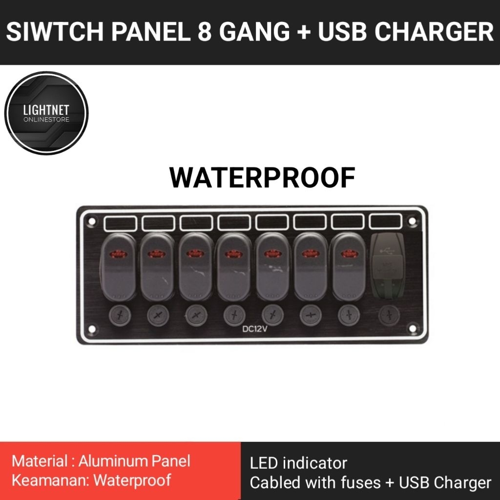 Switch Panel 10087-BKU / Switch Panel 8 gang with USB Charger