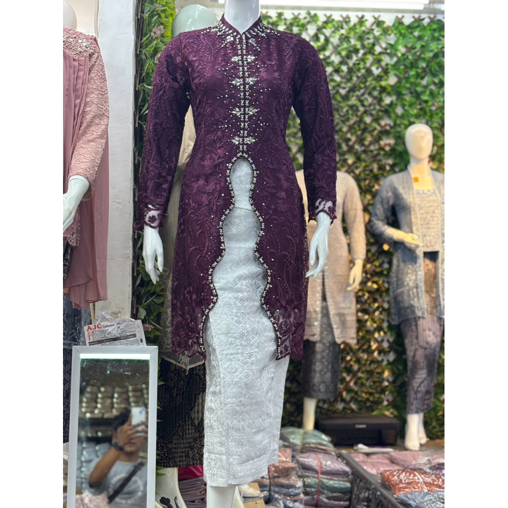 viral set tunik tile payet yura FREE HIJABkebaya modern/kebaya ibu besan/kebaya kondangan/kebaya ter