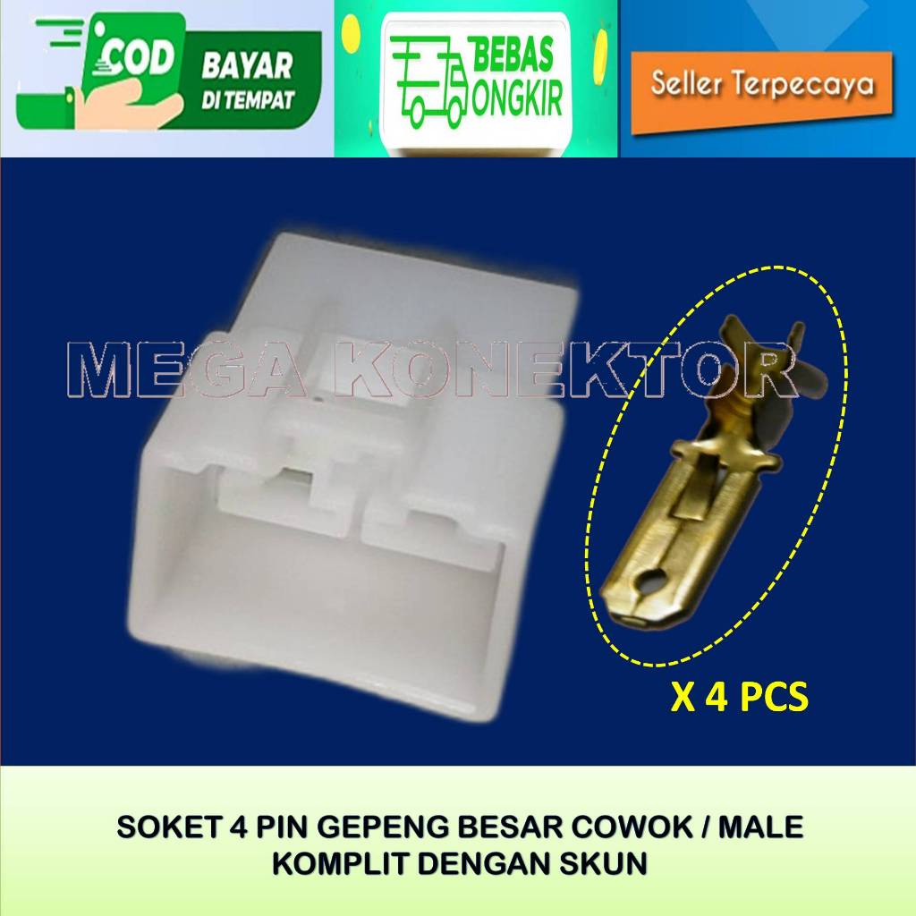 SOKET KABEL MOTOR 4 PIN BESAR MALE-SOKET –SOKET KABEL–4 PIN- SOKET - SOKET KABEL 4 PIN BESAR NYLON