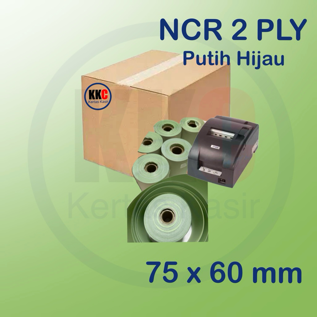 

KERTAS KASIR ROLL 2 PLY 75x60 PUTIH HIJAU Cocok untuk printer kasir Dot Matrix 75mm BB