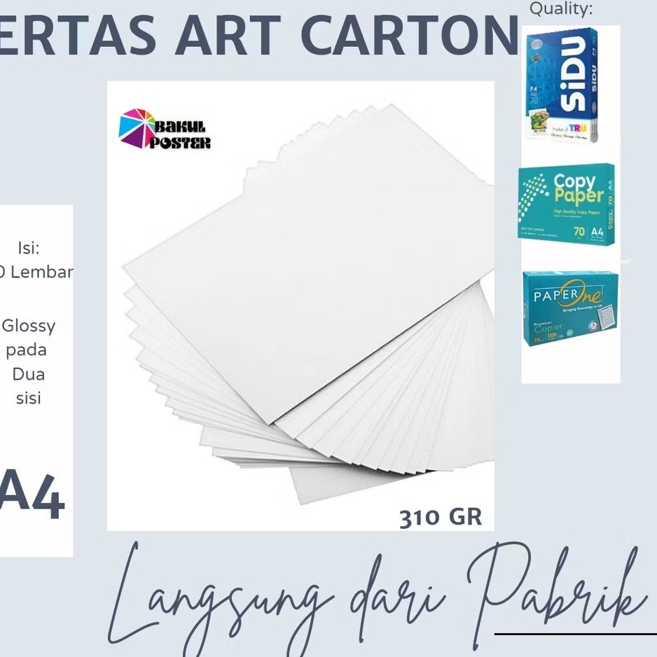 

Kertas Art Paper Carton Karton A4 210 - 310 Gsm Gram ISI 50 LEMBAR - Putih Glossy Tebal