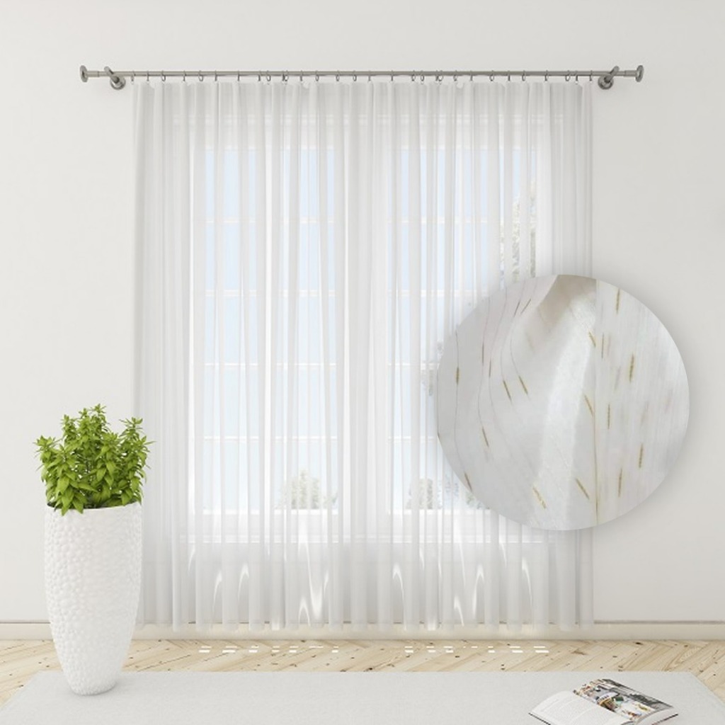 Vitrase Gorden Transparant Polos Jendela Premium Tebal Motif Garis Gold Silver Model Standar Plisket