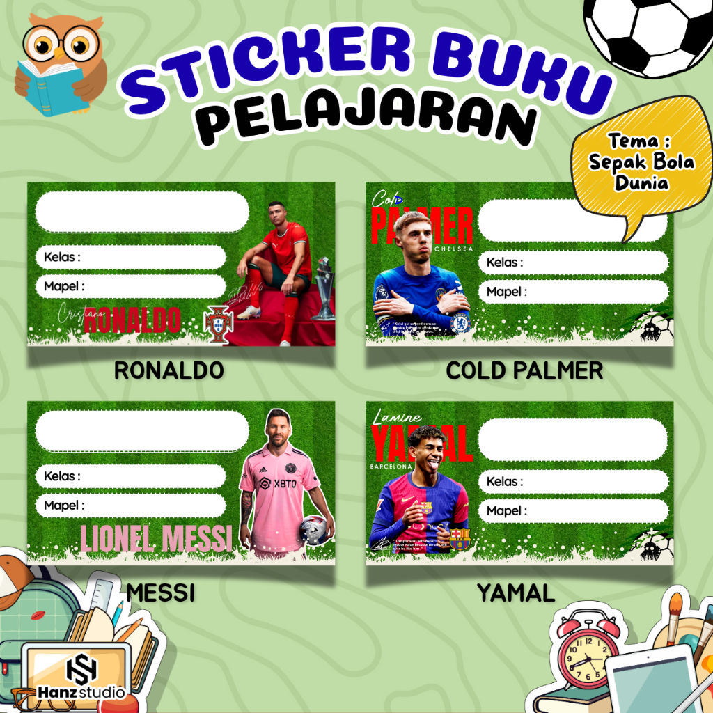 

Sticker Nama Buku / Label Buku Pelajaran bisa CUSTOM Nama Isi 40 Pcs Tema Sepakbola / Sticker Nama Tema Sepakbola