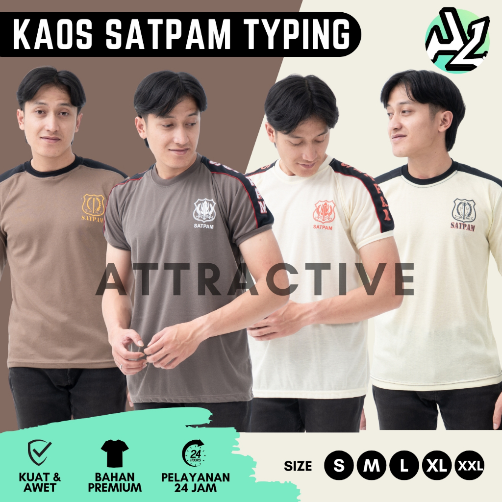 BAJU KAOS SECURITY SATPAM VAVING COKLAT/KREM LENGAN PENDEK TERBAIK - ATTRACTIVE