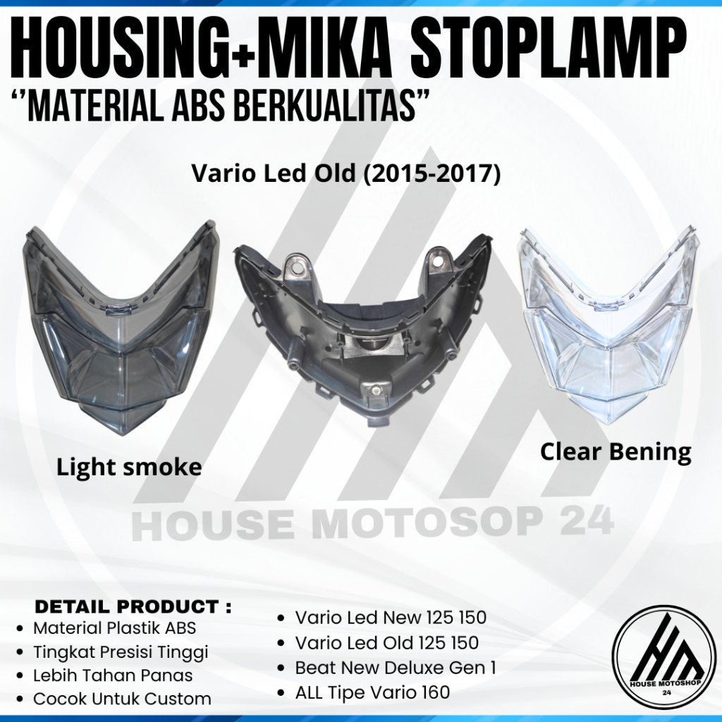 Housing Mika Stoplamp Vario 125/150 Led Old Mika Stoplamp Bening/Smoke Housing Mika Stoplamp Led old