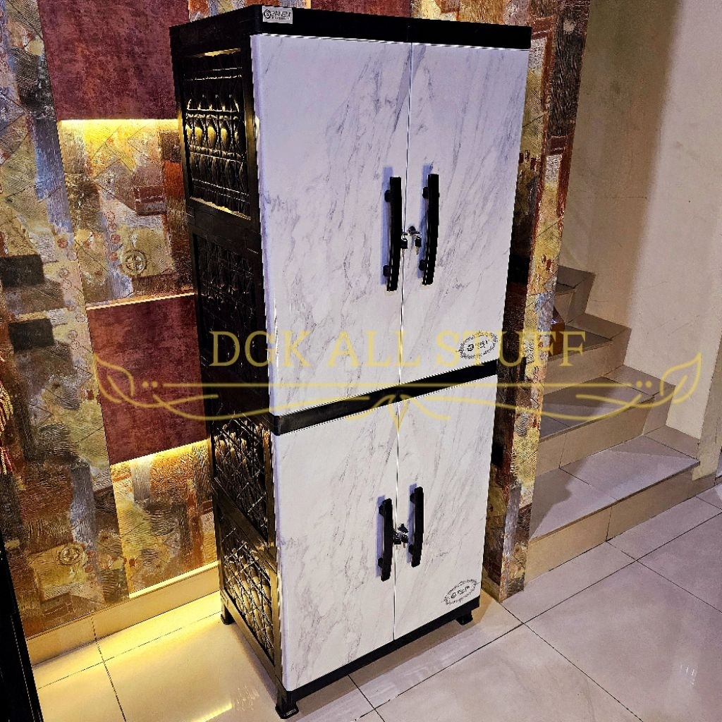 Lemari Baju Pakaian JUMBO BESAR Susun 4 EMPAT Tingkat Anak Bayi Serbaguna Serba guna Plastik Pintu P