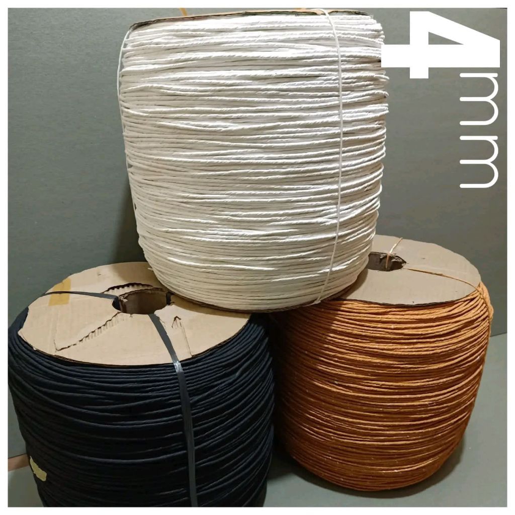 

Paper Bag Rope / Tali Kertas 3/4 mm Putih,Coklat,Hitam Panjang 50 Meter