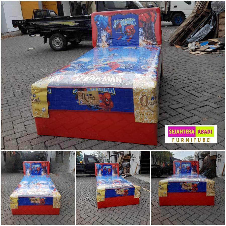 Big queen Springbed Marvel Heroes Spiderman 2in1 Twin Sorong Standard bigland style Spring Bed Anak 