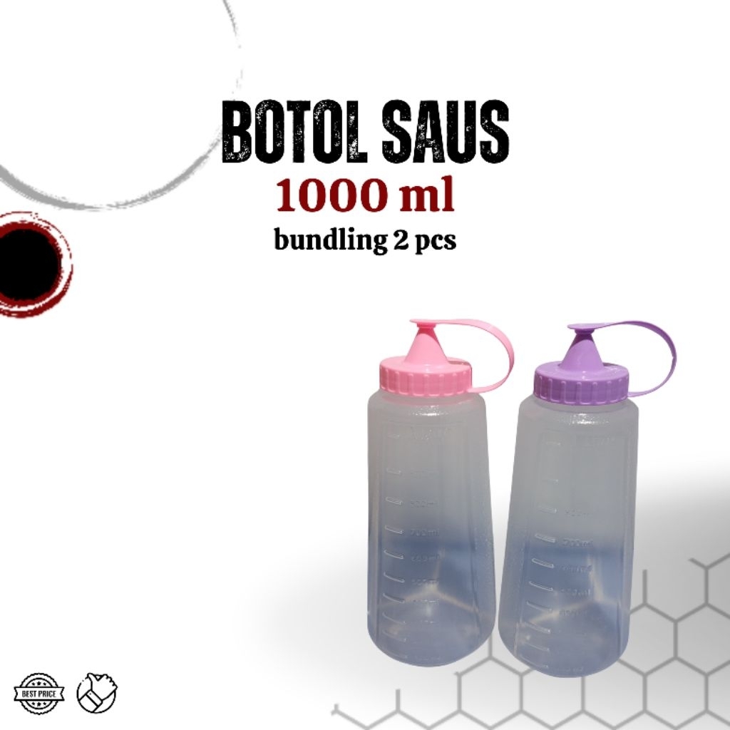 (2pcs) Botol saus 1000ml - botol saus kecap 1000ml bundling 2 pcs