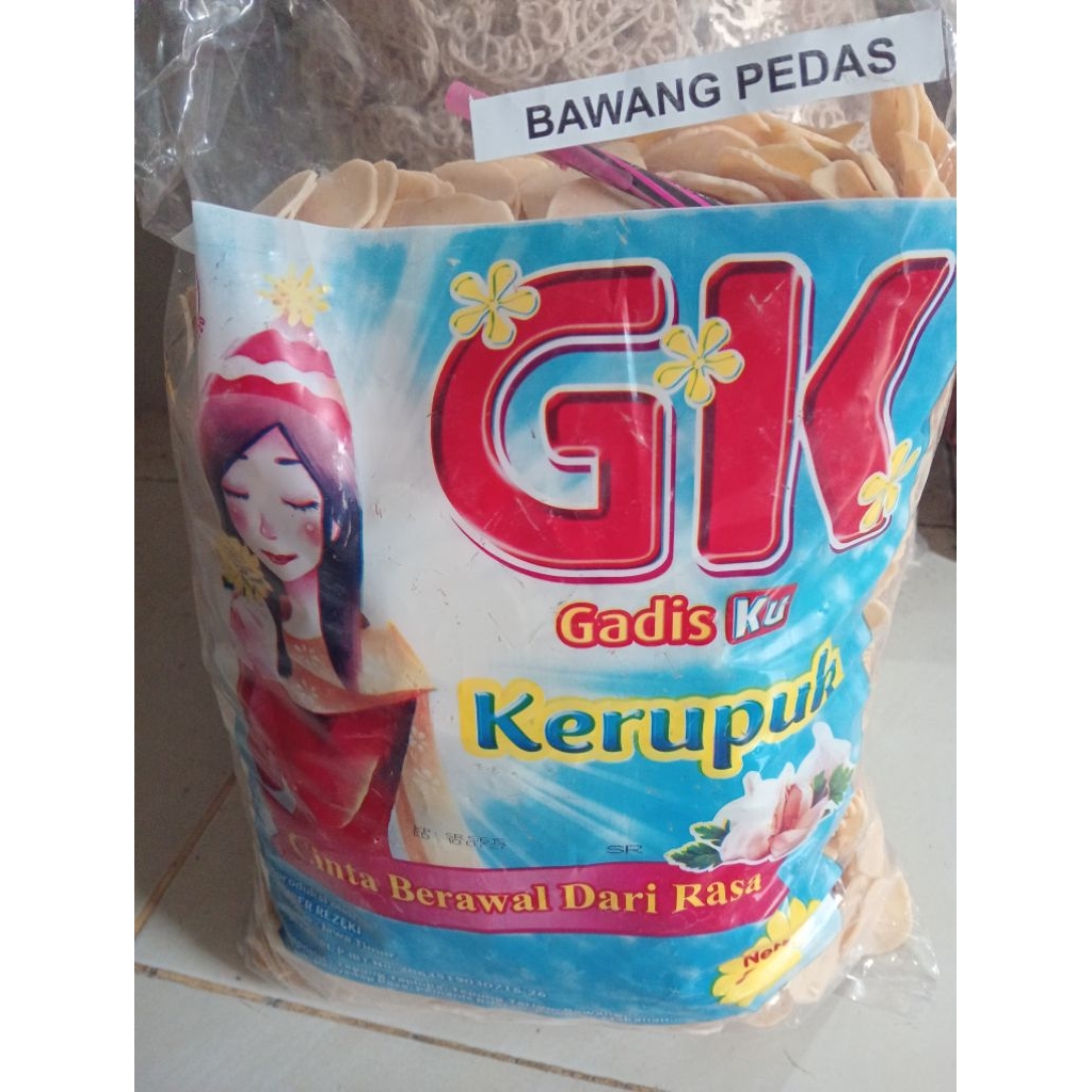 

kerupuk Gk bawang pedes gurih renyah barang sesuai gambar 1000 gram