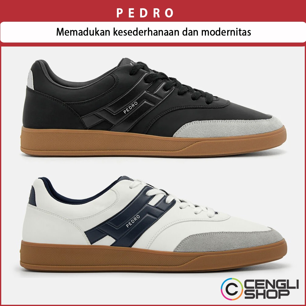 PM137 PEDRO SEPATU SNEAKER PRIA ORIGINAL CASUAL KETS ASLI ORI HITAM