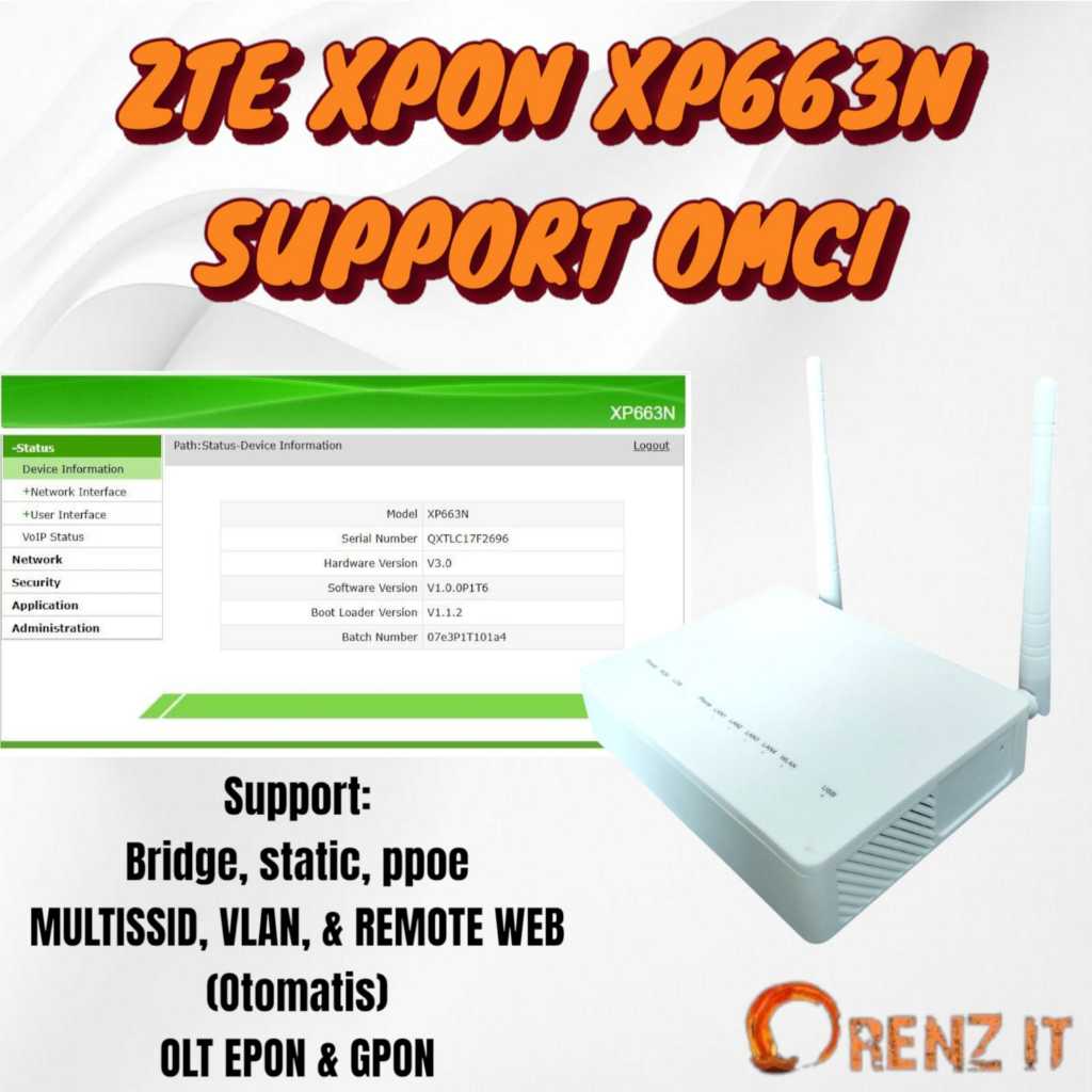 MODEM ONT XPON EPON GPON XP663N SUPPORT OMCI NEW GARANSI BOARD ORI ZTE F663Nv3a  - ORENZ IT