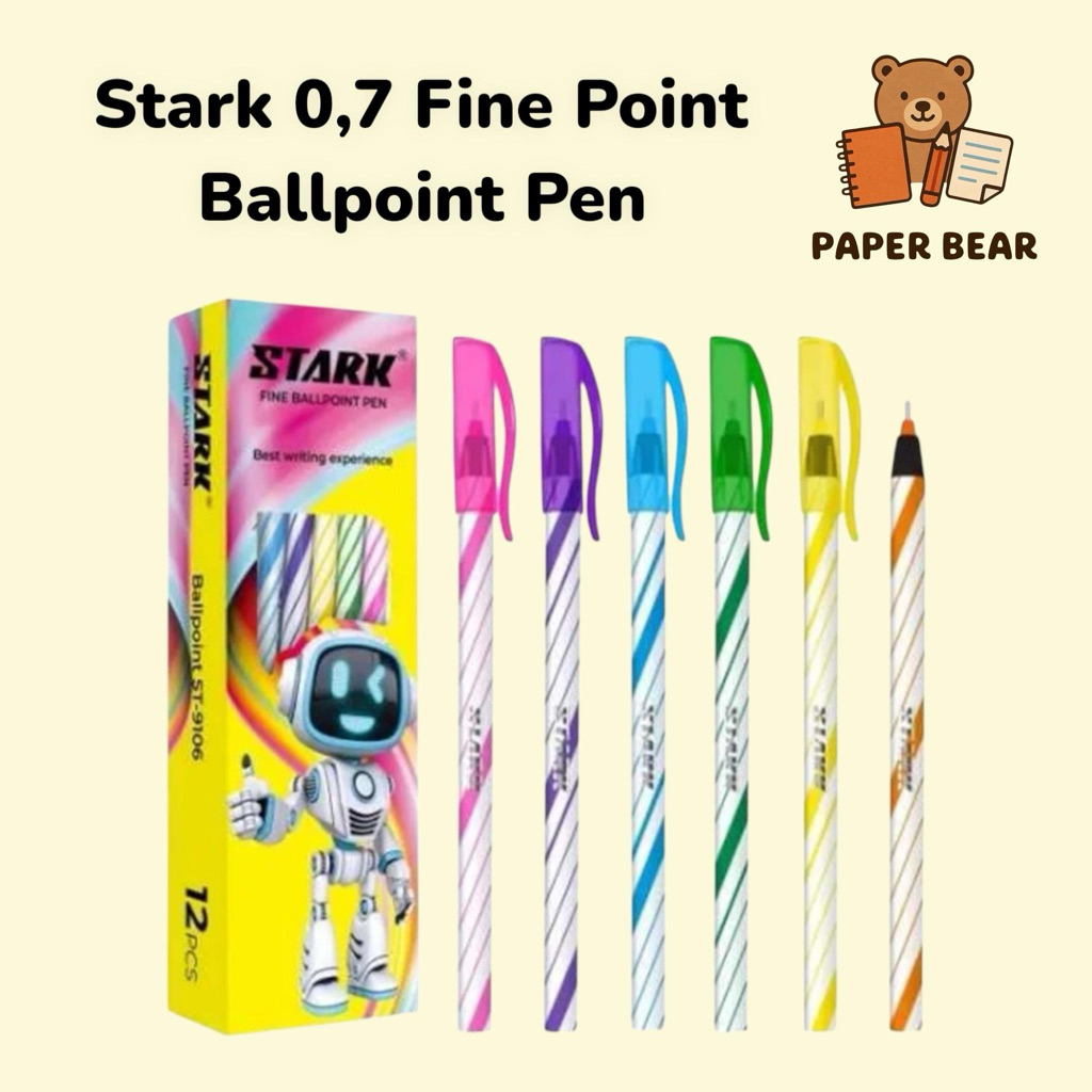 

Stark Pulpen 0.7 Fine Point Ballpoint Pen Warna Warni Zebra 1 Box 12pcs dengan Desain Robot Menarik Stationery Bolpen Sekolah Kantor Tulisan Rapi dan Tajam