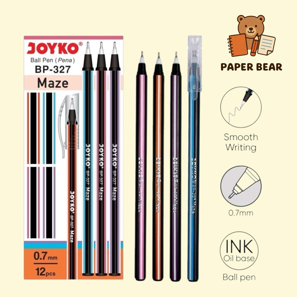 

JOYKO Maze JOYKO Pulpen 0.7 BP-327 Fine Point Ballpoint Pen Warna Warni Zebra 1 Box 12pcs dengan Desain Robot Menarik Stationery Bolpen Sekolah Kantor Tulisan Rapi dan Tajam Smooth Writing 0.7mm Ink Oil base Hitam Bolpoin Tinta