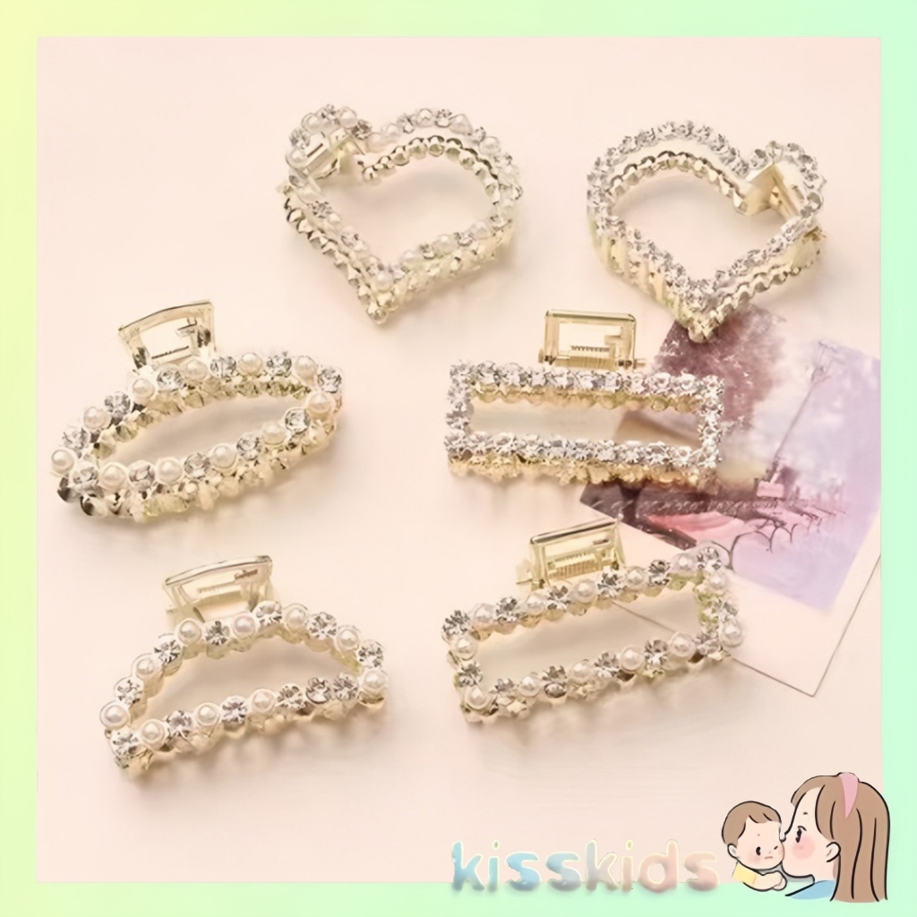 INS Korean Square Acrylic Mini Hair Claw Clip girl Women Fashion Gold Geometric Hairpin Pita Mutiara