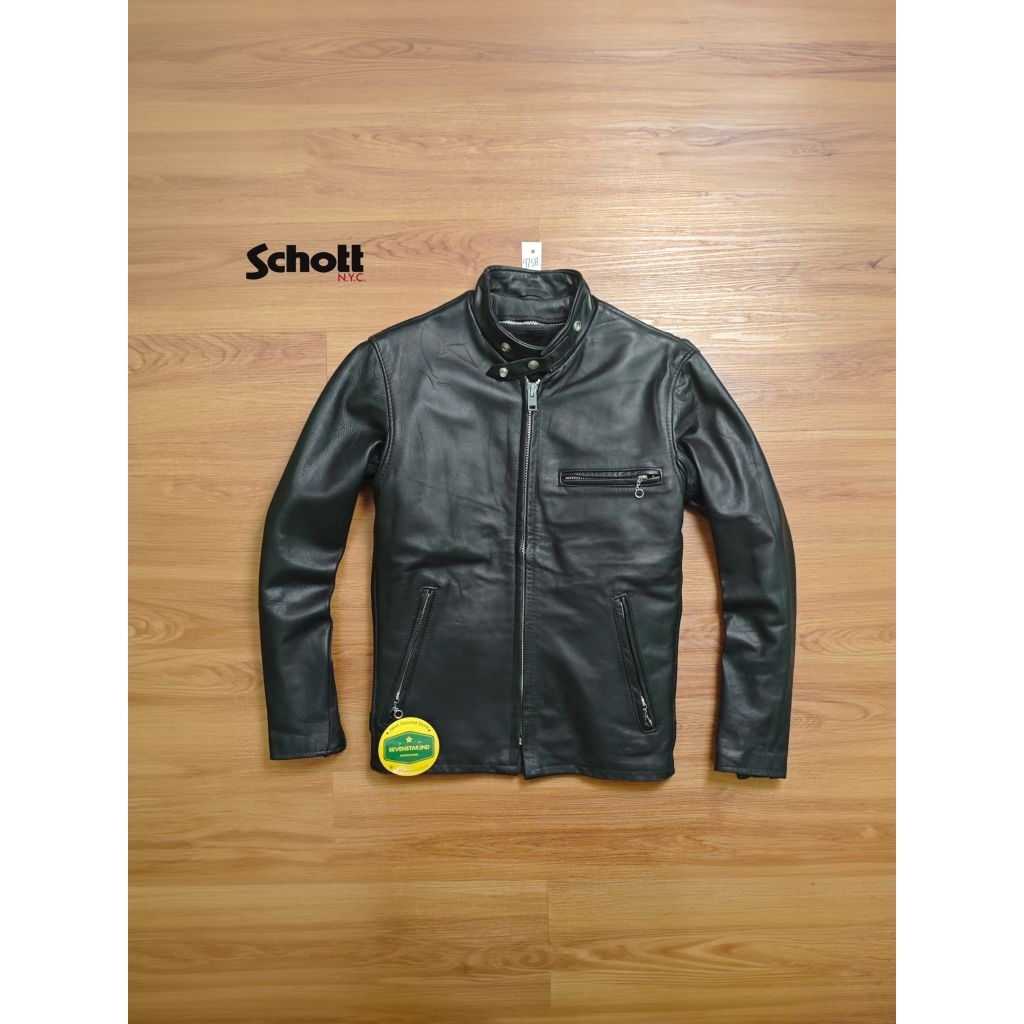 Vintage cafe racer leather motorcycle bikers jacket
