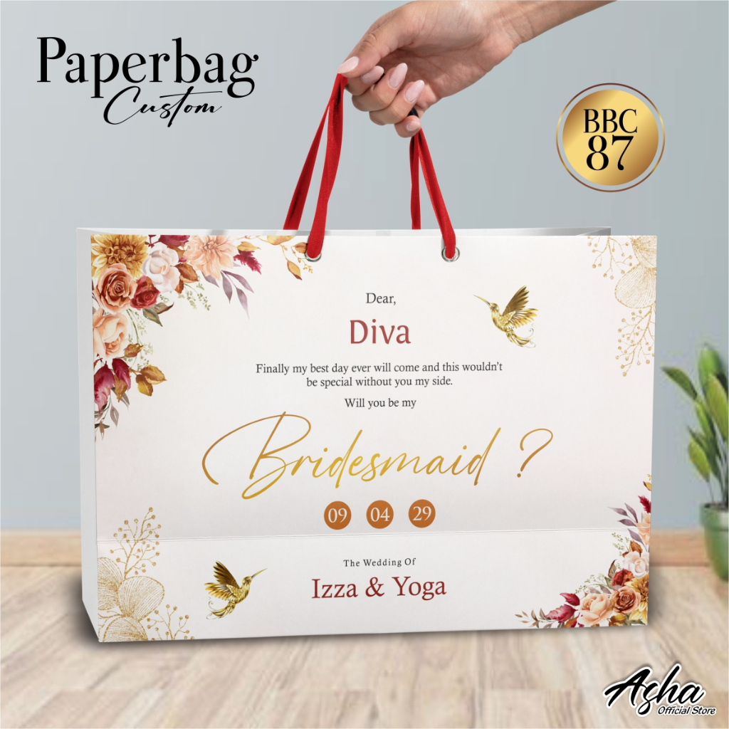 

PAPER BAG CUSTOM - TAS PAPER BAG BRIDESMAID SIMPLE ELEGANT FULL COLOUR