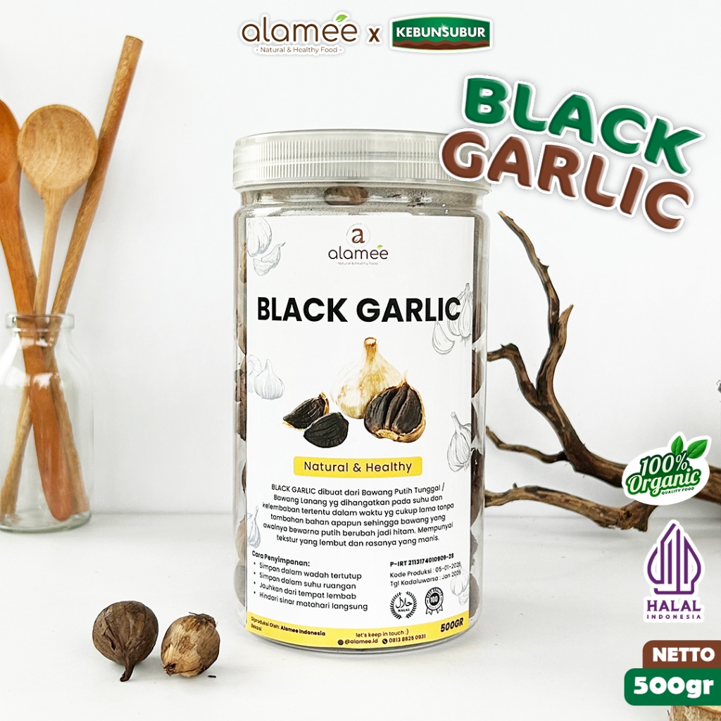 

ALAMEE Black Garlic Premium Bawang Hitam Tunggal Lanang 500gr Kebunsubur
