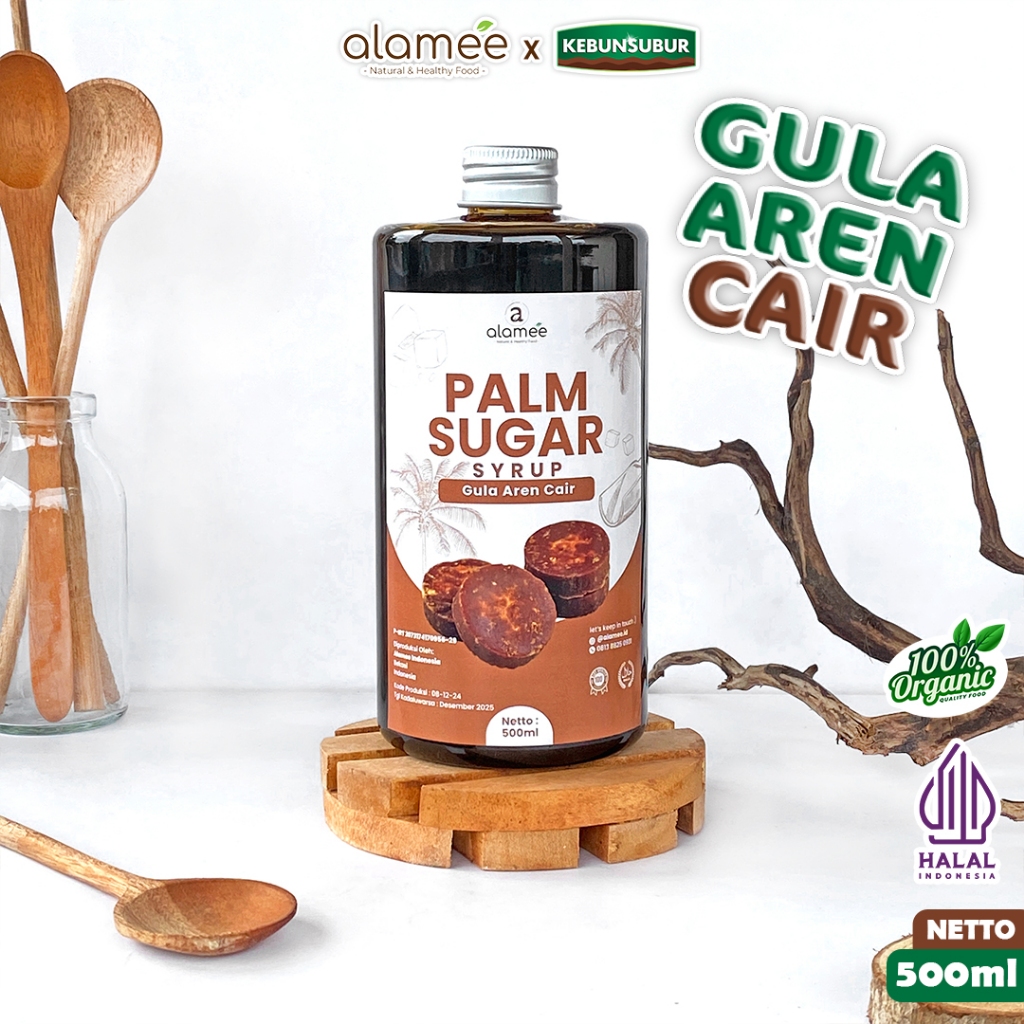 

ALAMEE Gula Aren Cair Syrup Palm Sugar Organic Liquid Organik Brown Sirup Natural 500ml Kebunsubur