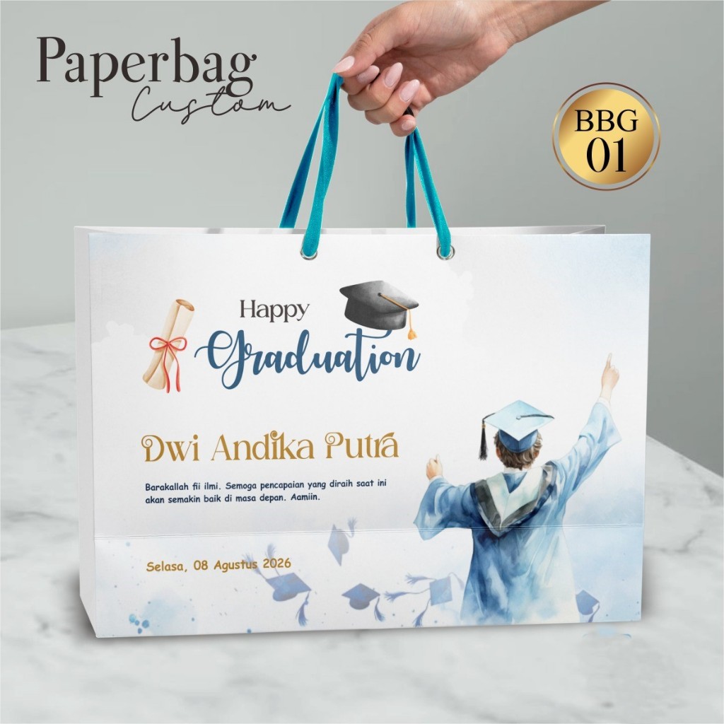 

Paper Bag Custom Tema Graduation - Tas Hampers Aesthetic Murah - Terbaru Kode Paperbag BBG