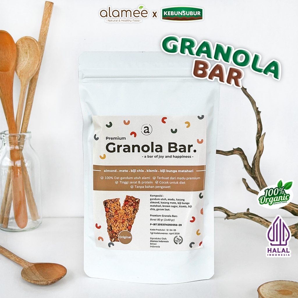 

ALAMEE Cemilan Sehat Granola Bar - Original Snackbar Diet Healthy Snack Camilan Organik 80gr Kebunsubur
