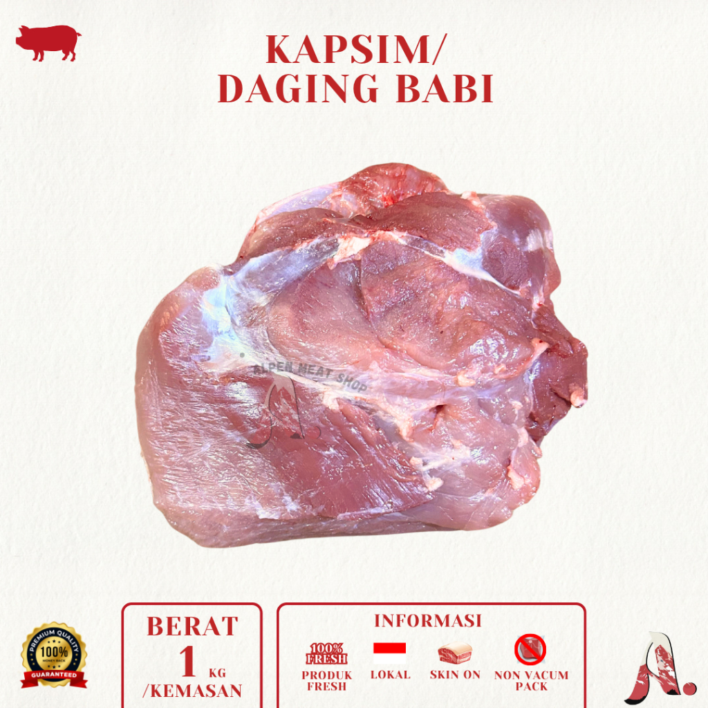 

Daging Babi Kapsim / Daging Bagian Paha / (1 Kg & 500 Gr) / Daging Babi