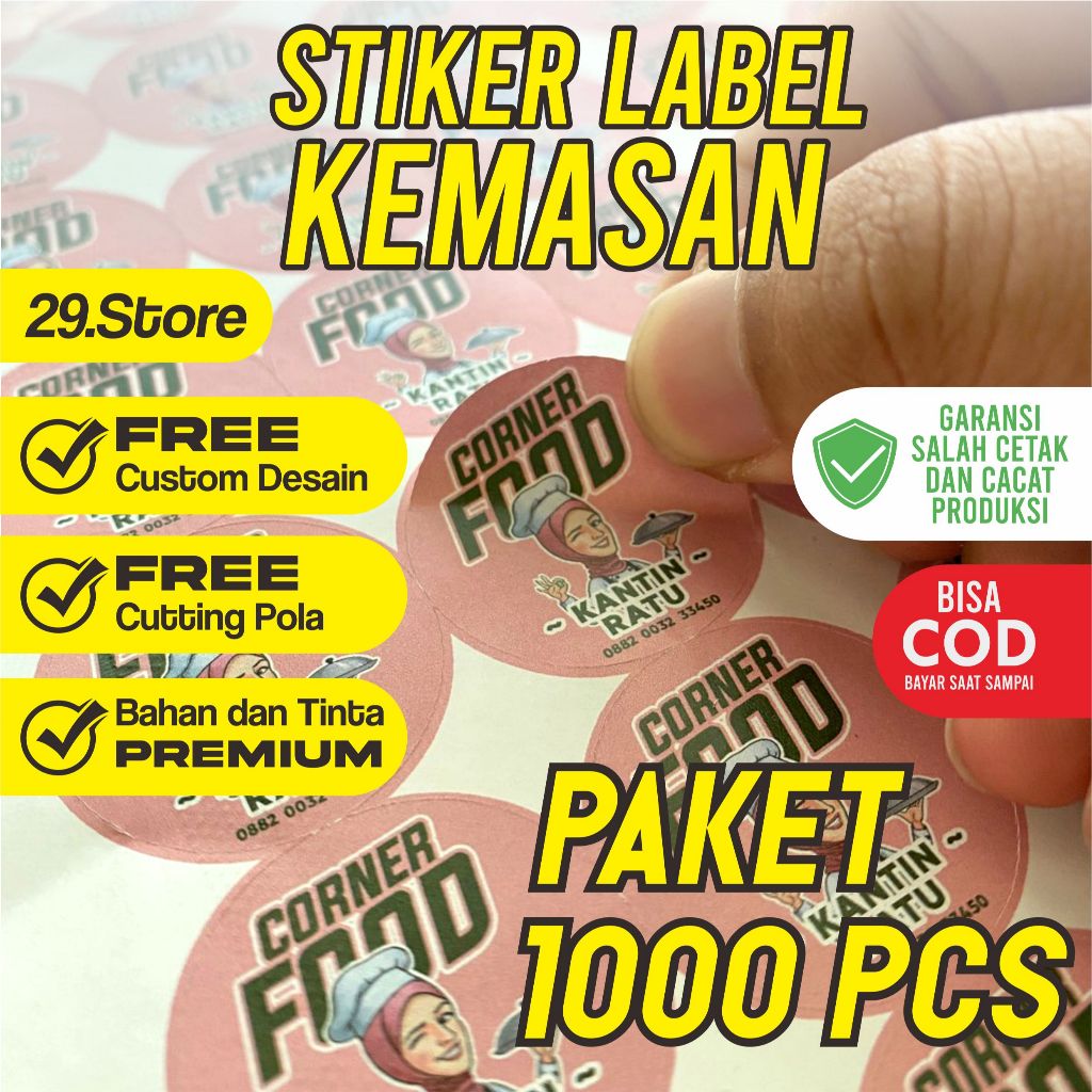 

(1000pcs) STIKER KEMASAN MAKANAN MINUMAN LABEL KEMASAN UMKM STIKER BOX GELAS PLASTIK PACKAGING