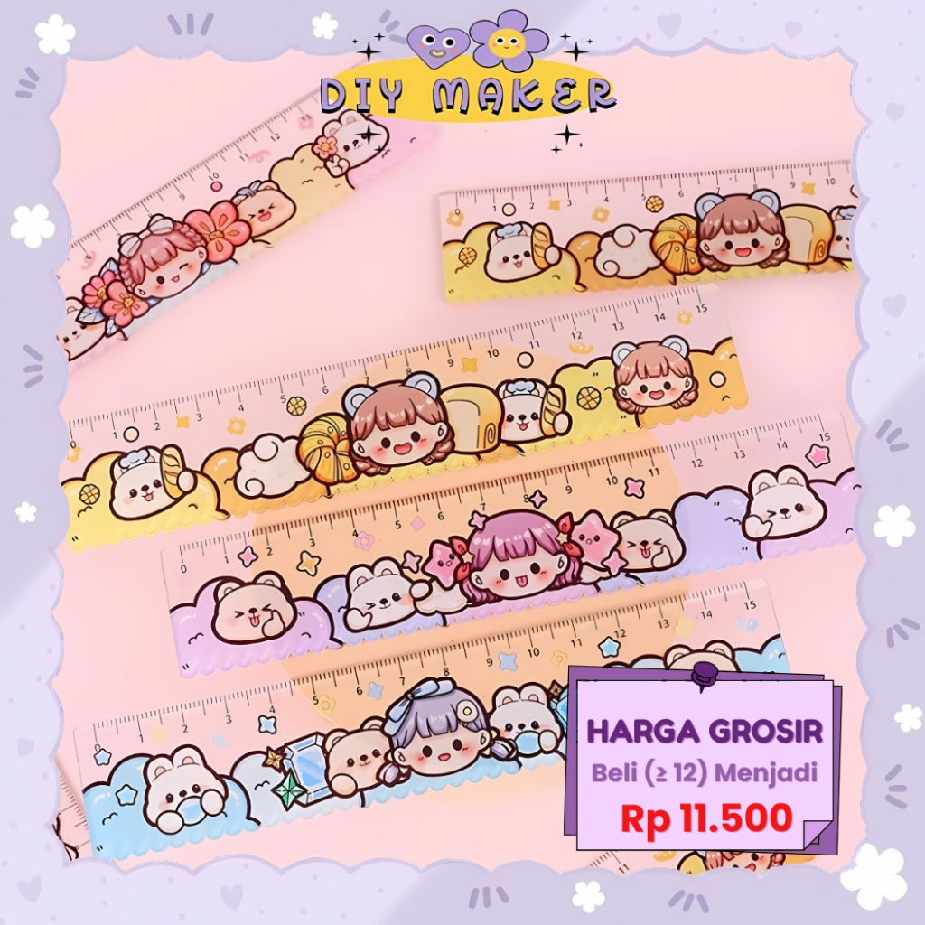 

DM Penggaris 15cm Mini Free Stiker Unik Cantik Edisi Doudou Sauce Girl Limited TLD88 Alat Tulis Set