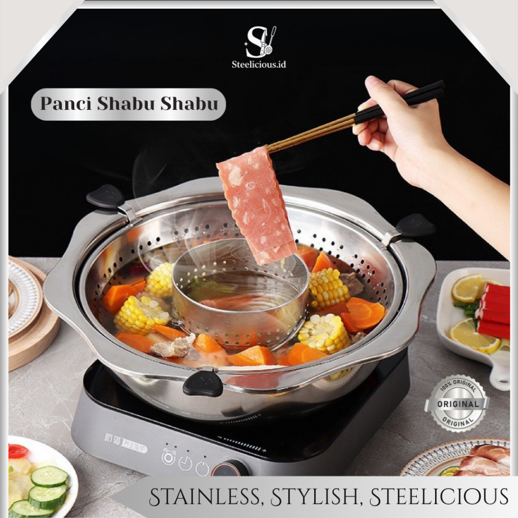 Steelicious.id - Panci Shabu Shabu Stainless Steel Suki Hotpot Kompor Induksi HG01