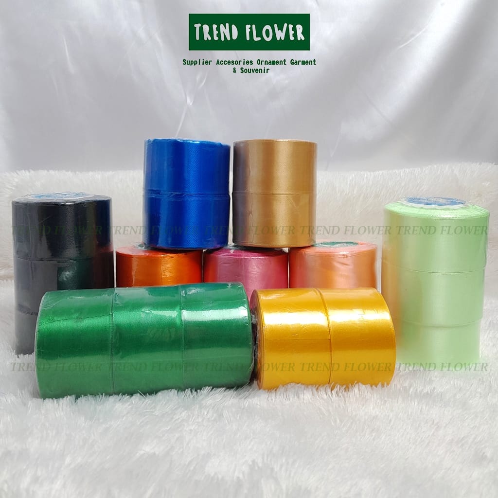 

[PER-SLOP] PITA SATIN 2 INCH LEBAR 5 CM pita potong 2 inch 5 cm warna warni hiasan hampers souvenir seserahan pita kilap