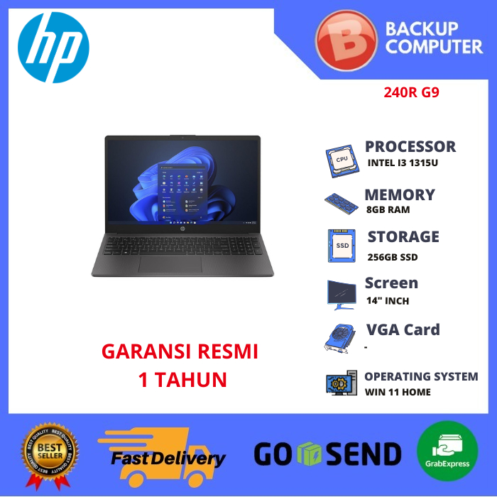 LAPTOP HP 240R G9 INTEL I3 1315U 8GB RAM 256GB SSD WIN 11