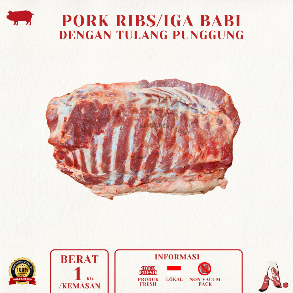 

Iga Babi Campur Punggung/ Paikut bakut (500gr-1kg)/ Daging Babi - Lokal