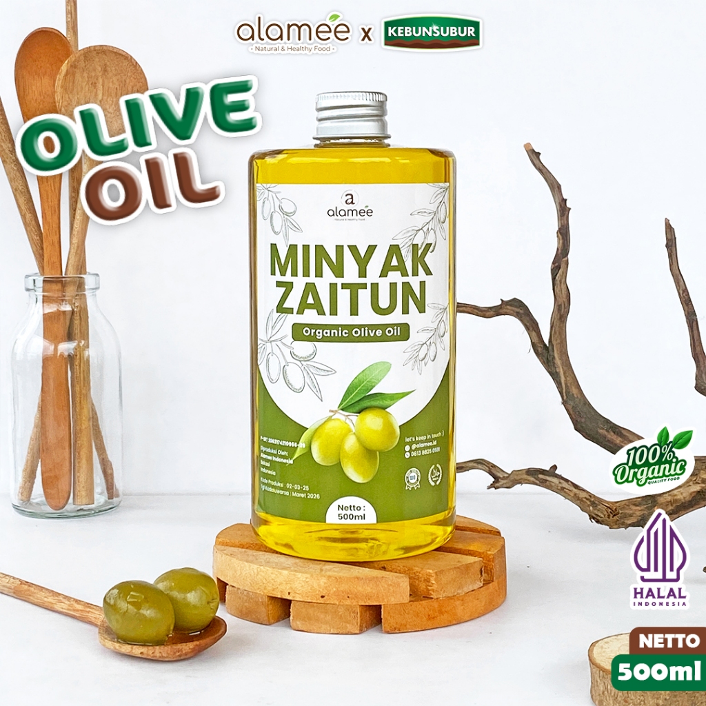 

ALAMEE Minyak Zaitun Olive Oil Extra Virgin Untuk Diminum Organic Organik Murni Masak EVOO 500ml Kebunsubur