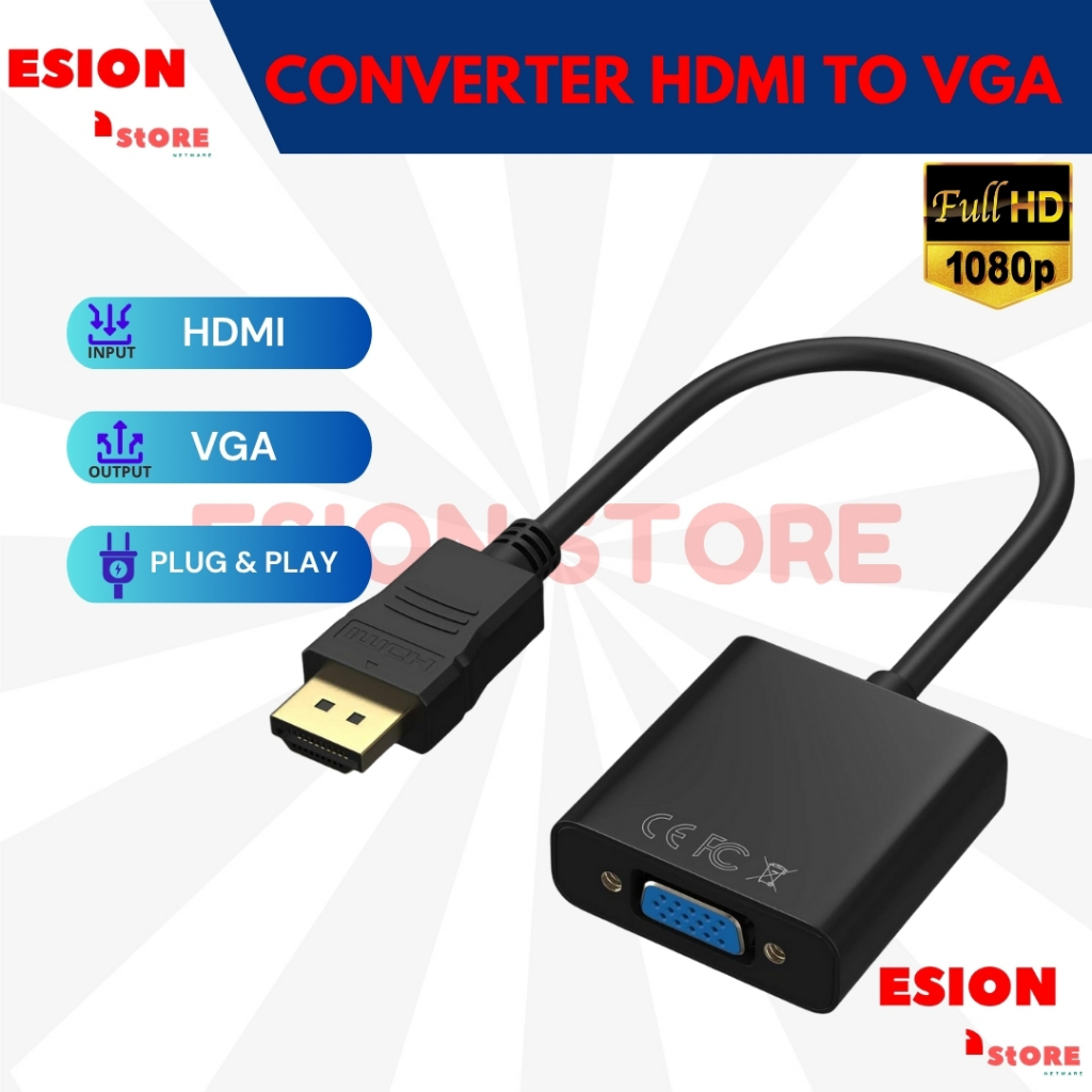 CONVERTER HDMI TO VGA / KONEKTOR HDMI TO VGA / KABEL HDMI TO VGA HDTV TO VGA Kabel Converter Hdmi to