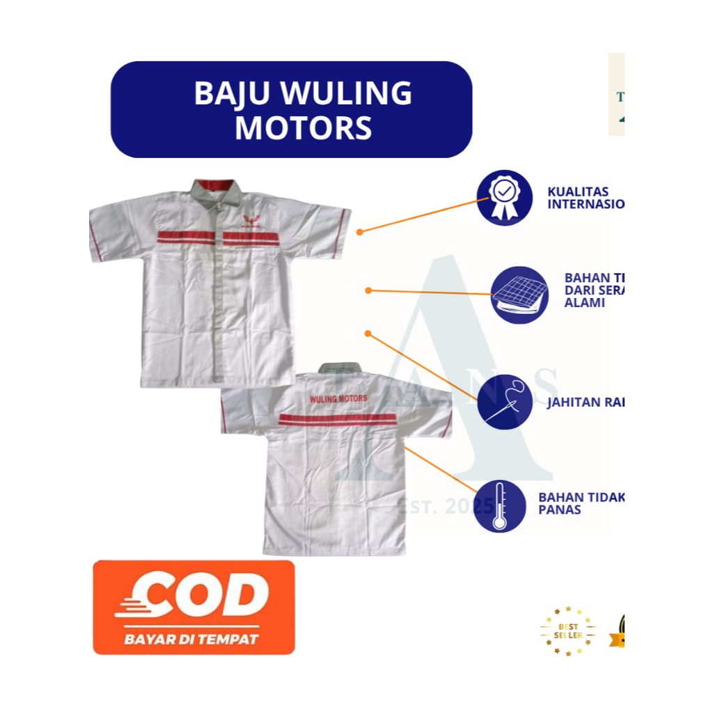Seragam Wuling | Baju Mekanik Wuling | Baju Abu Wuling | Kemeja Abu Wuling | Baju Mekanik Wuling