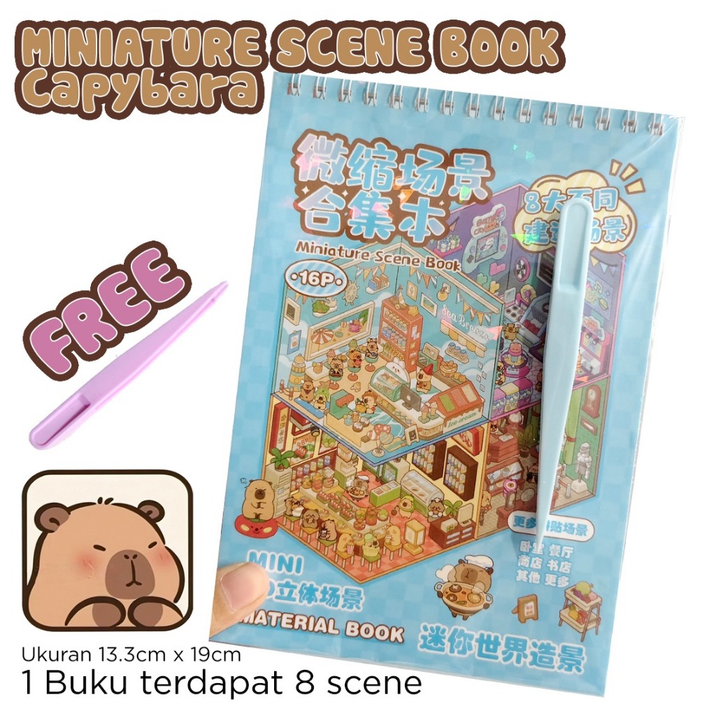 

STIKER LUCU EDISI CAPYBARA sticker capybara 5D dekorasi ruangan lucu viral - Miniature Scene Book - 3d satisfying decoration korea