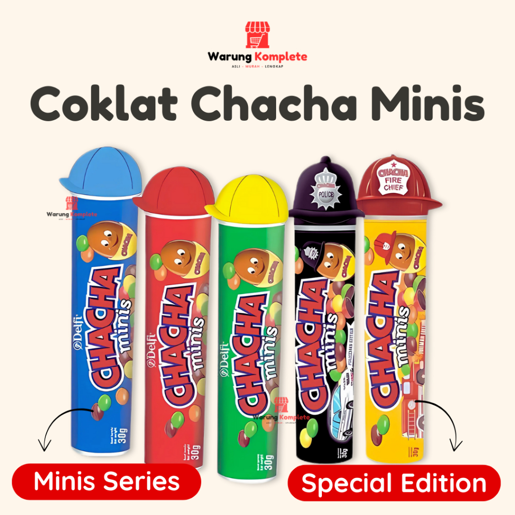 

Delfi ChaCha Minis Tube Hats 30 Gr / Coklat ChaCha Mini 1 Pcs / Camilan Anak
