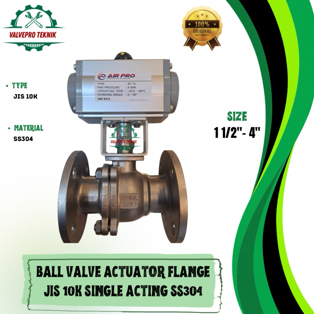 ACTUATOR BALL VALVE 1 1/2”INCH FLANGE JIS 10K SINGLE ACTING ORIGINAL