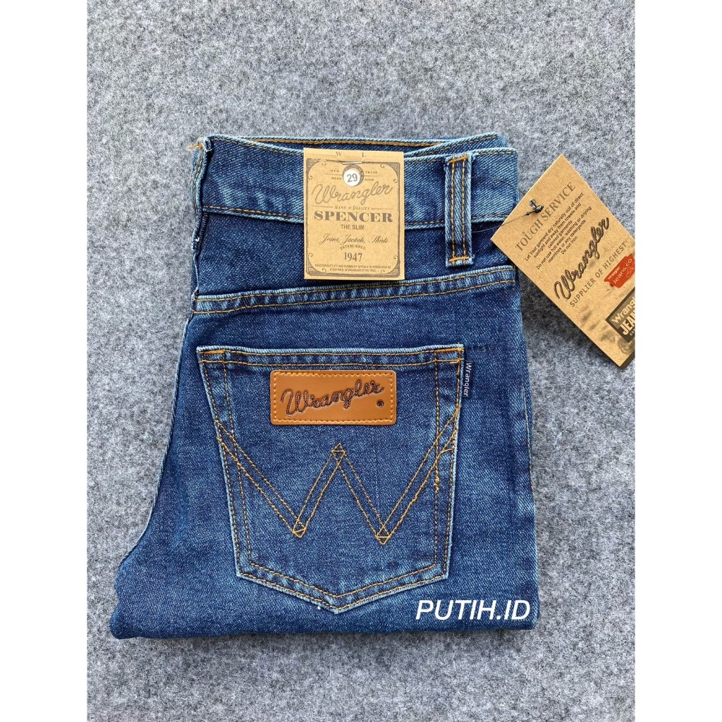 CELANA SUPER JUMBO - CELANA JEANS PRIA WRANGLER STANDAR WARNA HITAM GARMENT ABU COKLAT