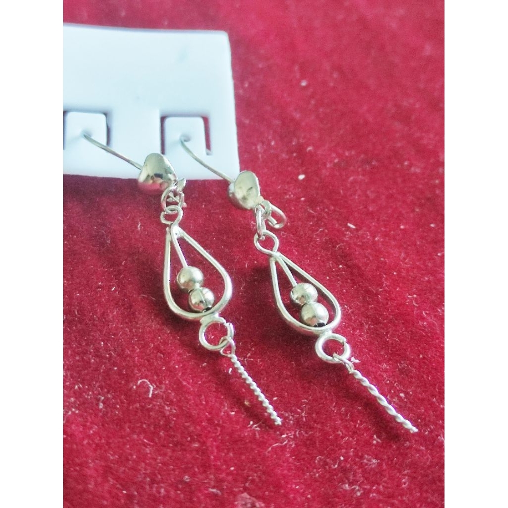 anting jurai mainan bola dua warna silver, anting kristal,anting anak