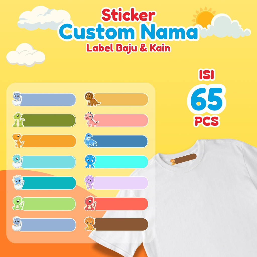 

Stiker Kain Custom 55 PCS Stiker Label Nama Kain Baju Anak Sablon Setrika sticker aesthetic custom
