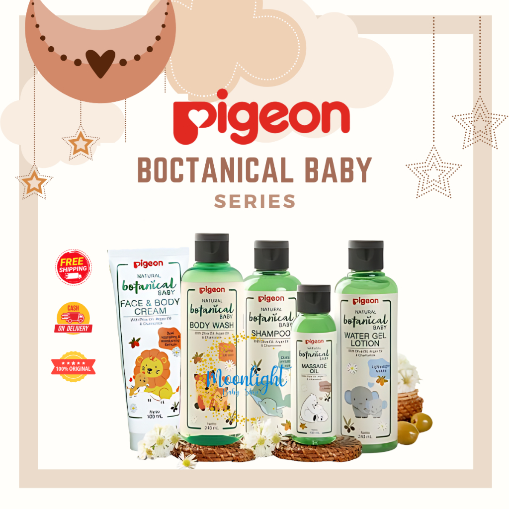 Pigeon Botanical Pigeon Baby Body wash/Shampoo/Massage Oil/Water Gel Lotion Natural Soap Sabun Sampo