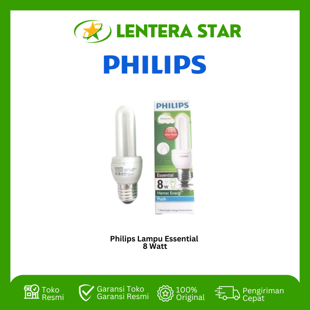 Lampu Essential Philips 8 Watt Putih Jari