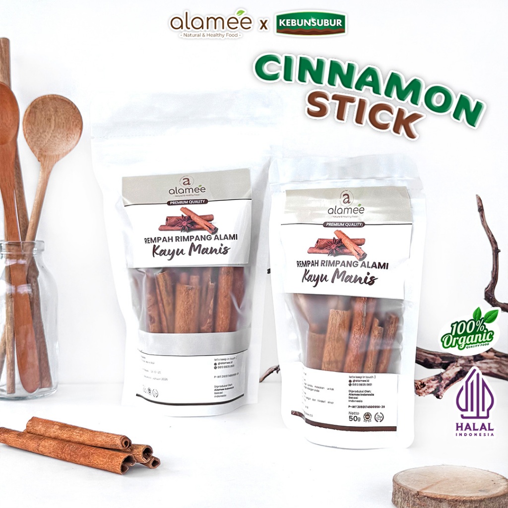 

ALAMEE Kayu Manis Cinnamon Stick Rempah Batang Rimpang Organik Alami Bumbu Masak Spice Kebunsubur