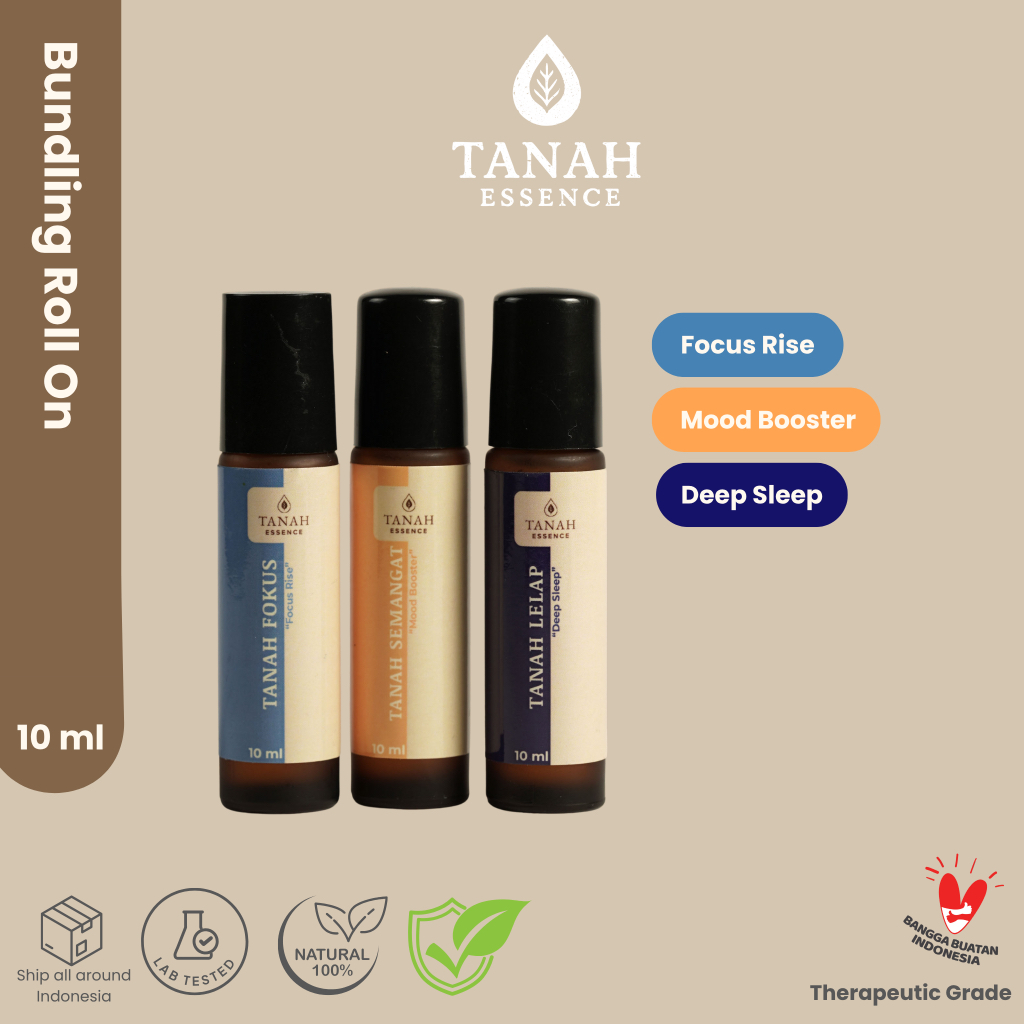[Bundling] Tanah Essence Minyak Angin Roll On Aromaterapi Essential Oil Focus Rise Mood Booster Deep