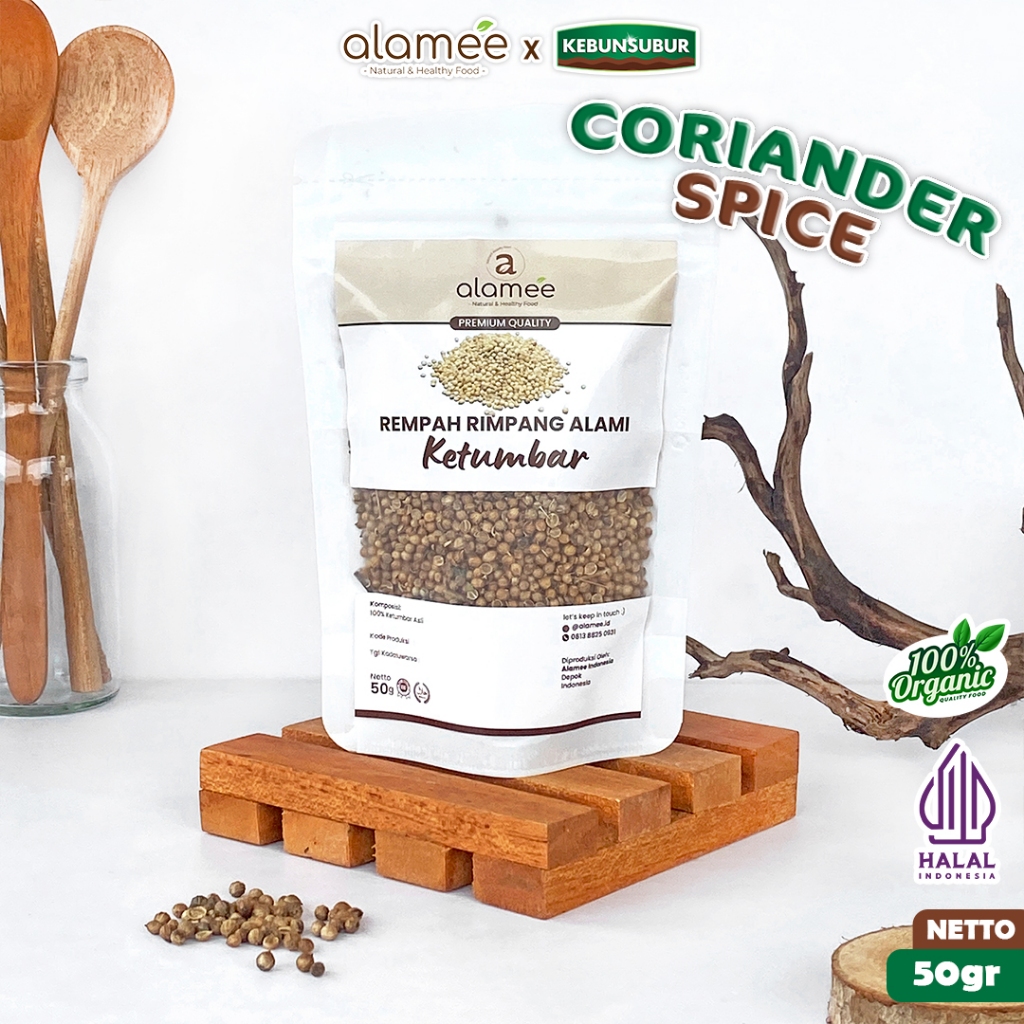 

ALAMEE Ketumbar Organik Coriander Seed Biji Utuh Rempah Rimpang Alami Spice 50gr kebunsubur